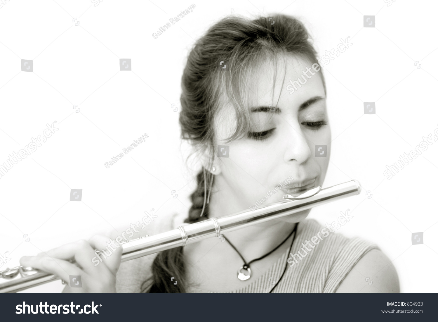 Beautiful Woman Playing Flute Stock Photo Shutterstock