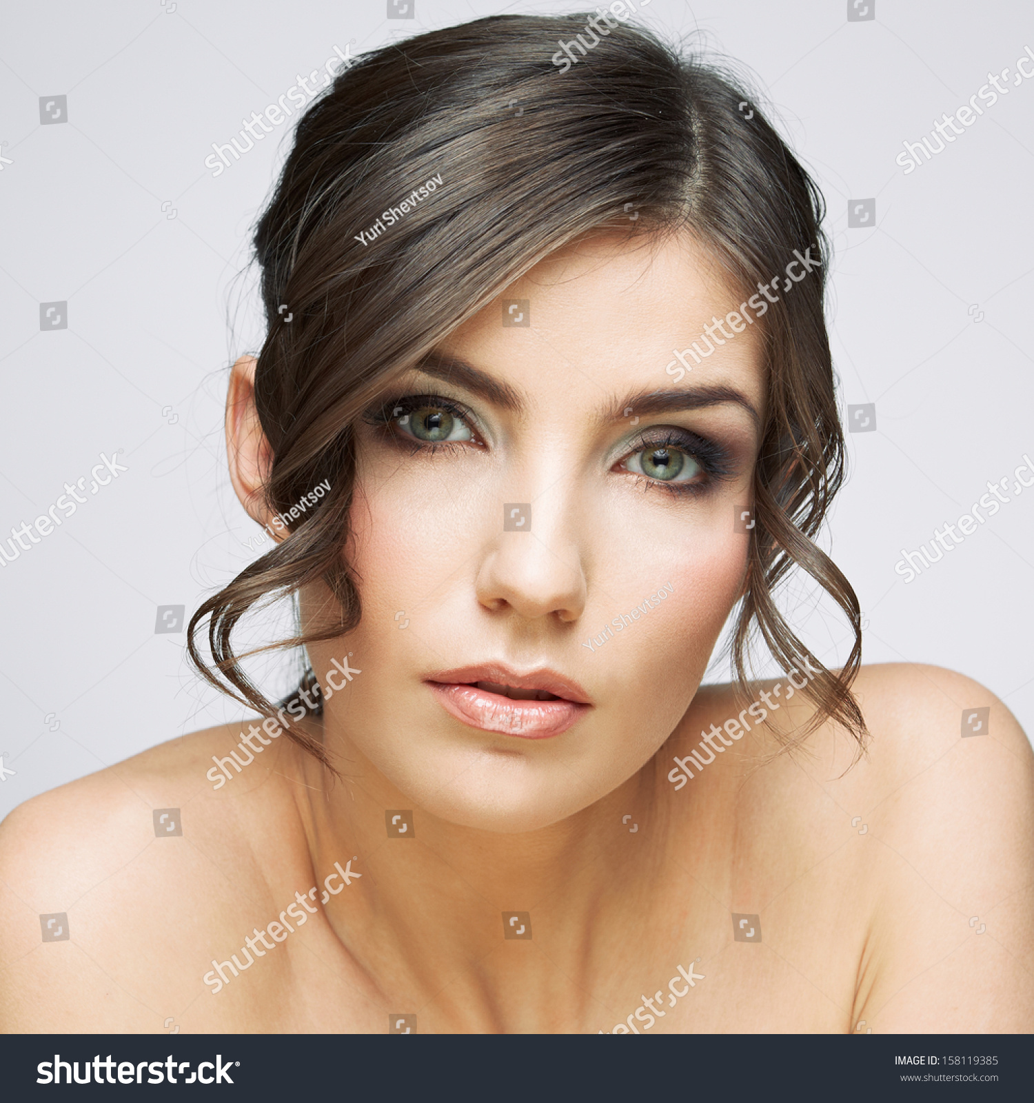 Beautiful Woman Portrait Nude Shoulders Female Stock Photo