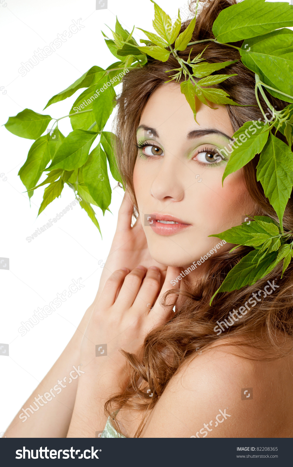 Beautiful Woman Green Leaves Stock Photo Shutterstock