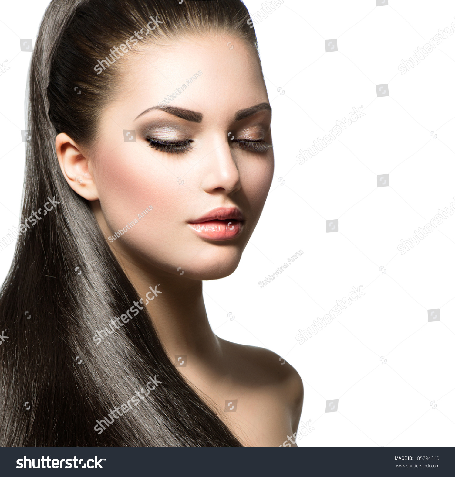 Beauty Brunette Fashion Model Girl With Long Healthy Straight Hair