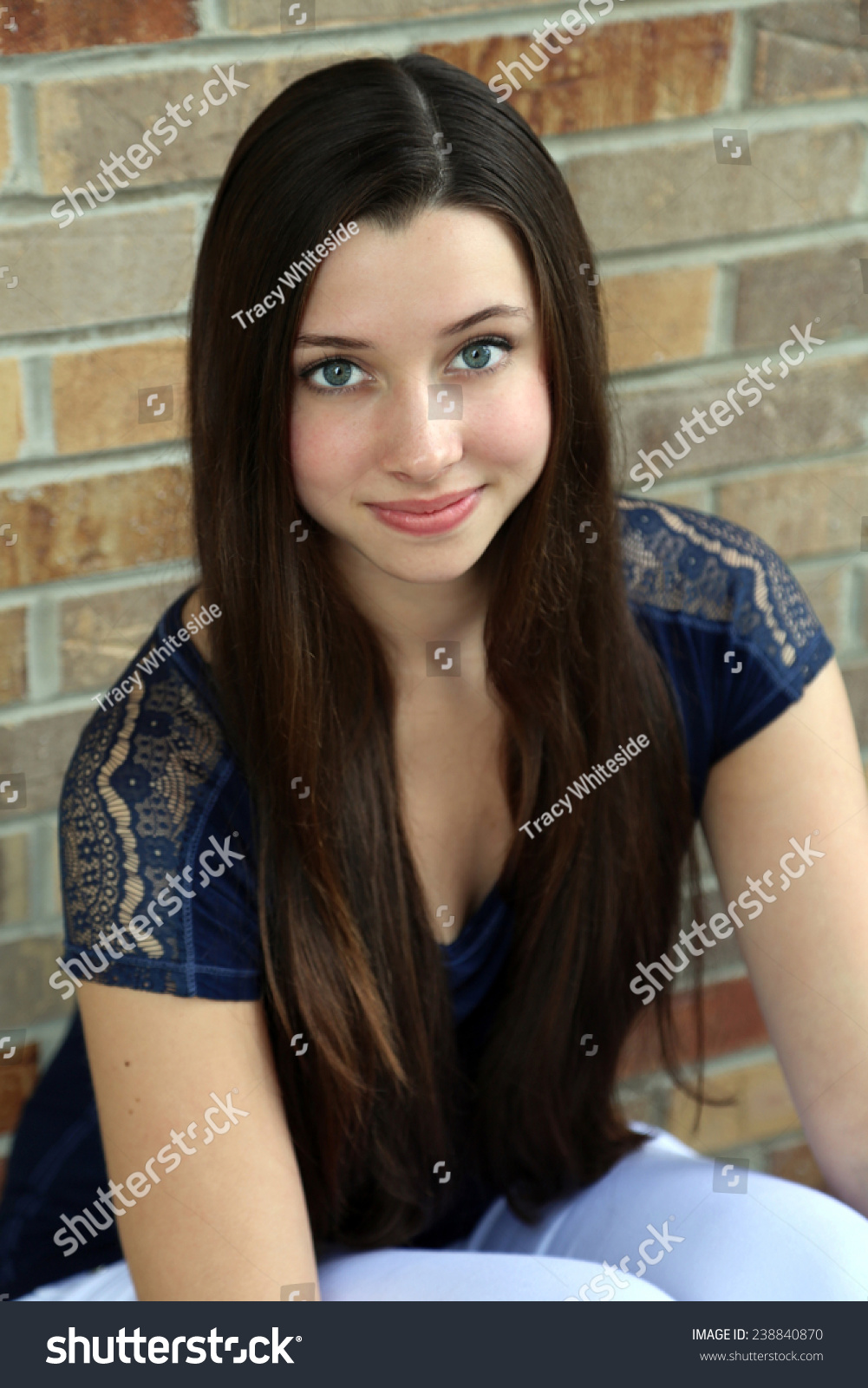 Beauty Brunette Teen Girl With Big Eyes Stock Photo