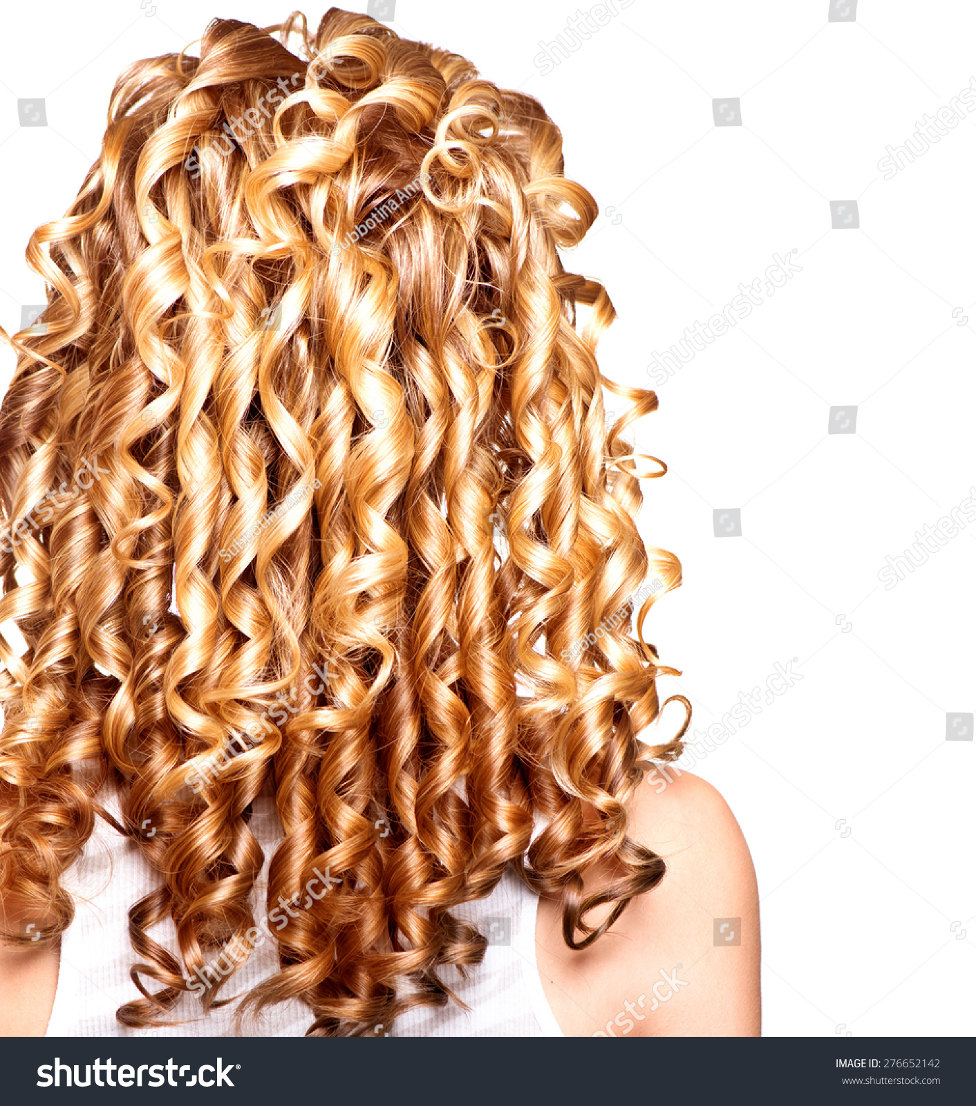 Beauty Girl With Blonde Curly Hair Healthy And Long Blond Wavy Hair Long Permed Hair 
