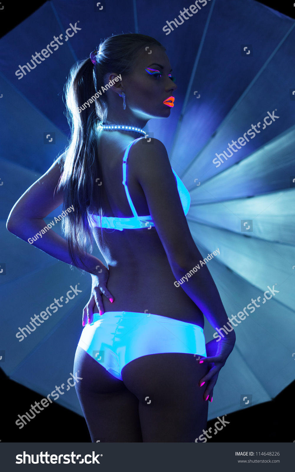 Beauty Girl Ultraviolet Makeup Sexy Dance Stock Photo Shutterstock