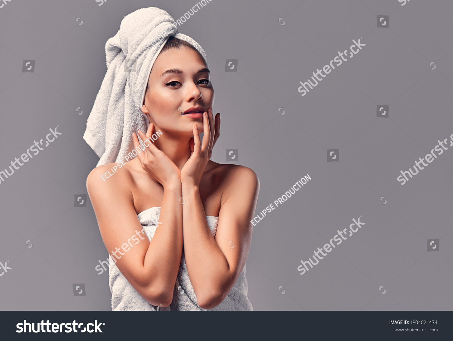 Beauty Portrait Cheerful Attractive Half Naked Stock Photo