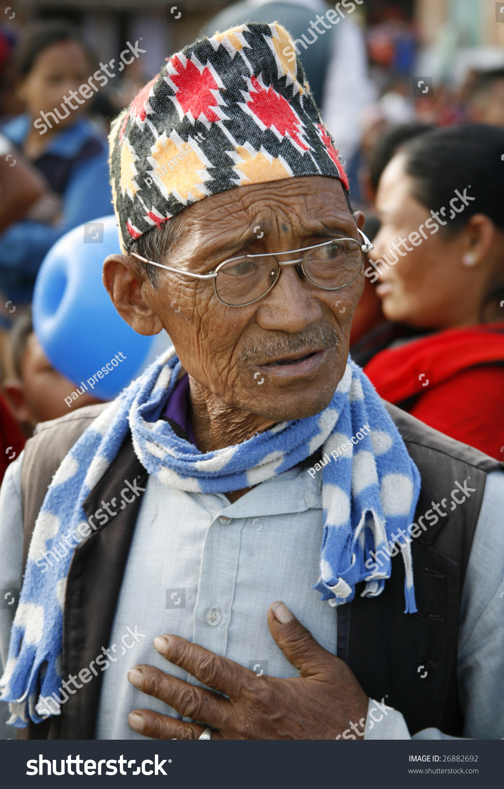 Save to a lightbox - stock-photo-bhaktapur-nepal-april-old-nepali-man-with-traditional-topi-hat-during-the-nepali-new-year-in-26882692