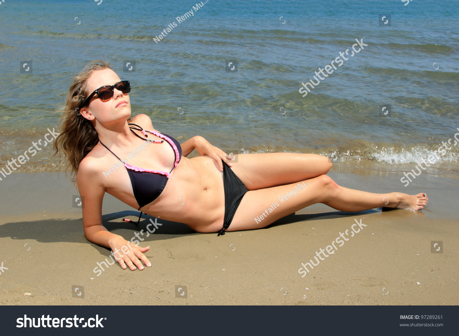 Bikini Model Laying On The Beach Stock Photo Shutterstock