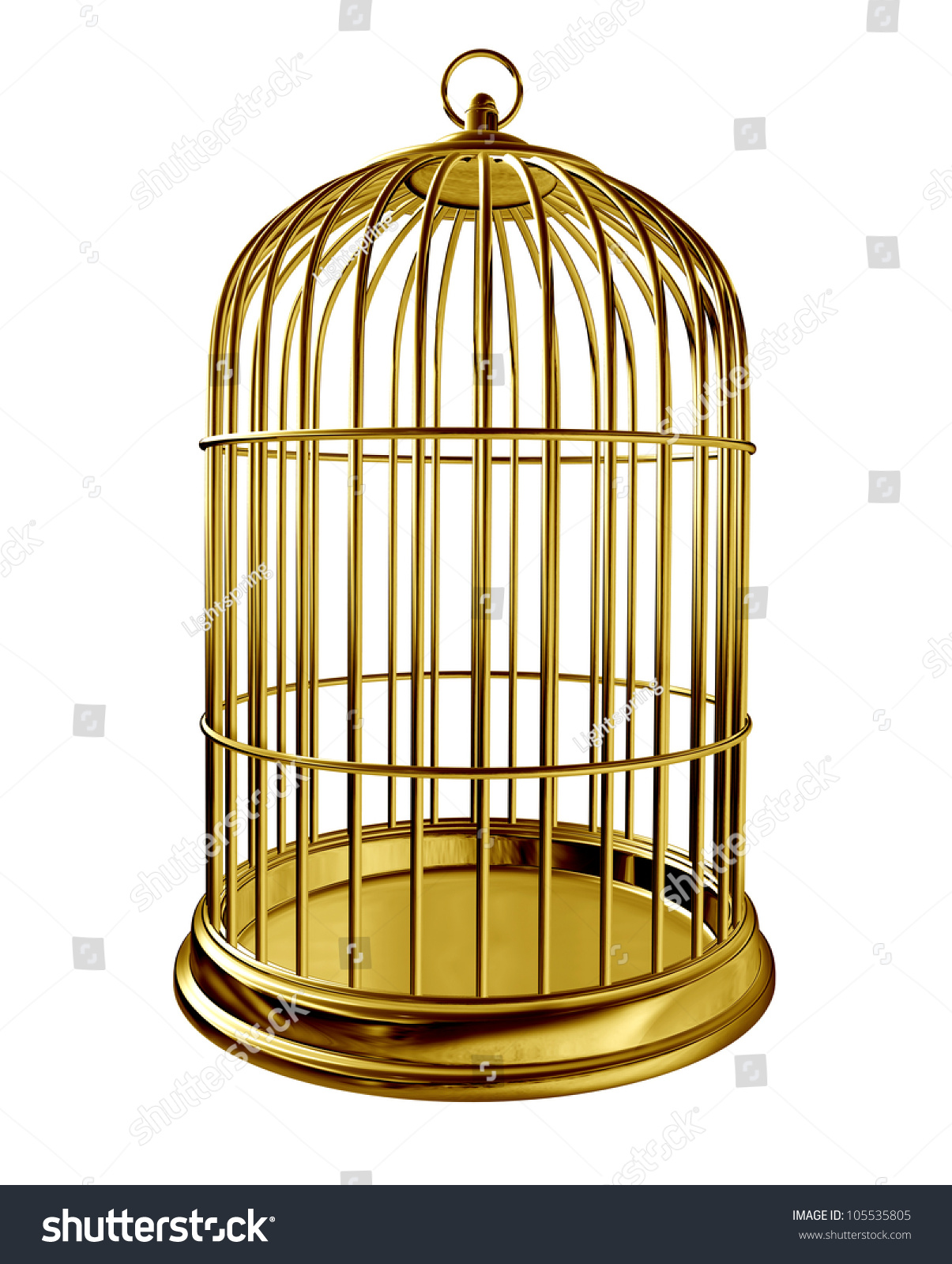 Bird Cage With Golden Metal Brass As A Symbol Of Captivity And Being