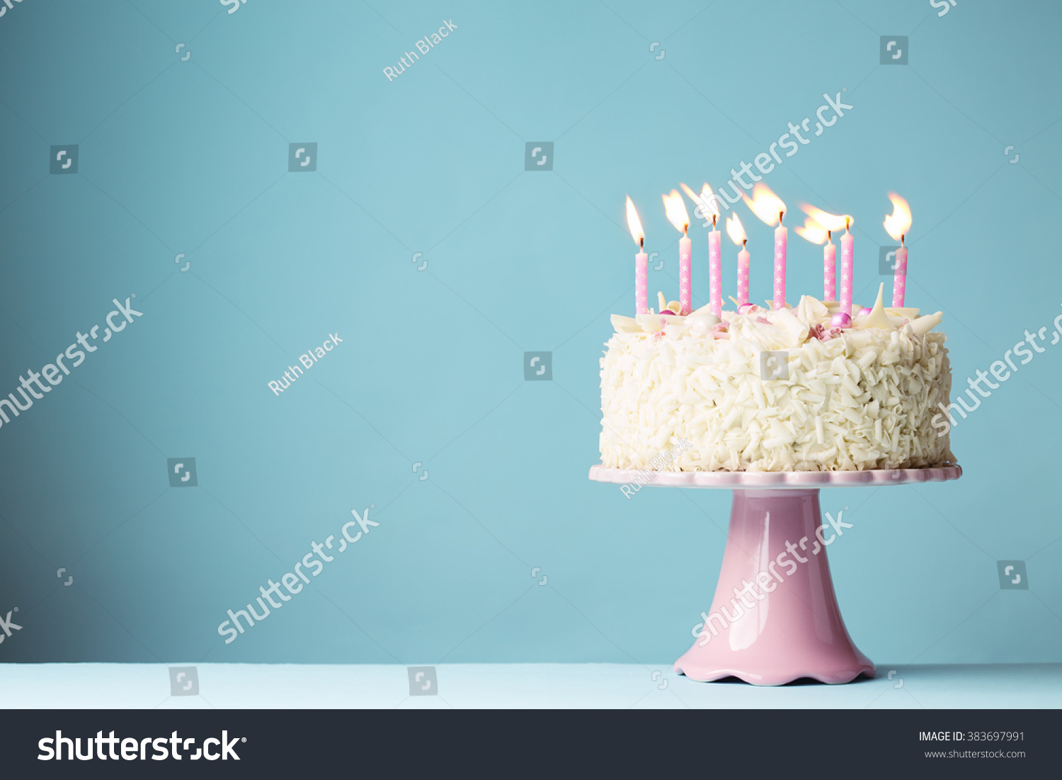 Birthday cake with pink candles Birthday cake with pink candles