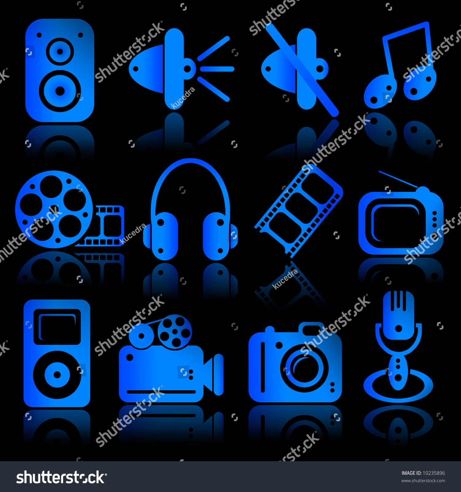 Black And Blue Multimedia Icons Stock Photo 10235896 : Shutterstock