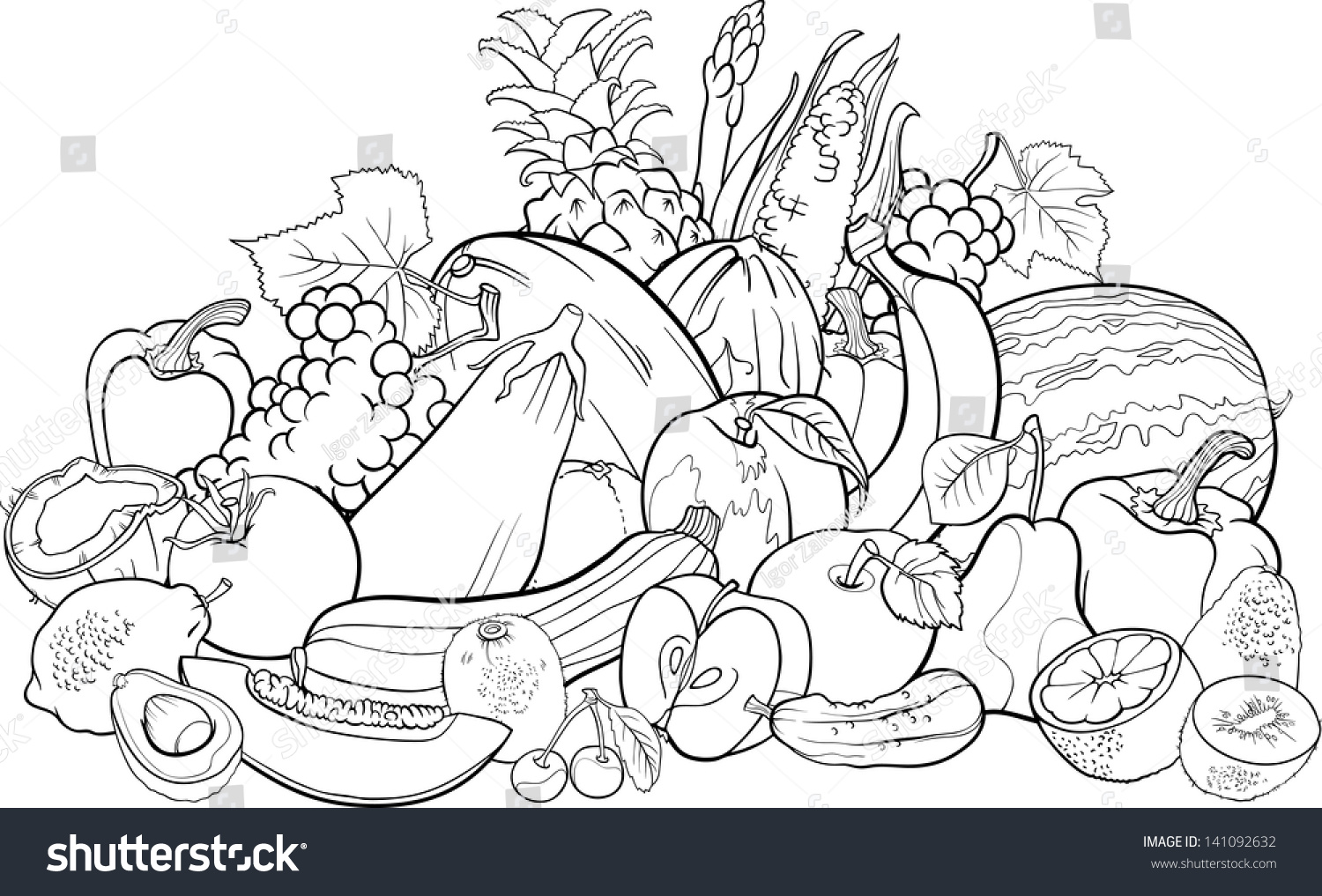 clipart fruit and vegetables black and white - photo #43