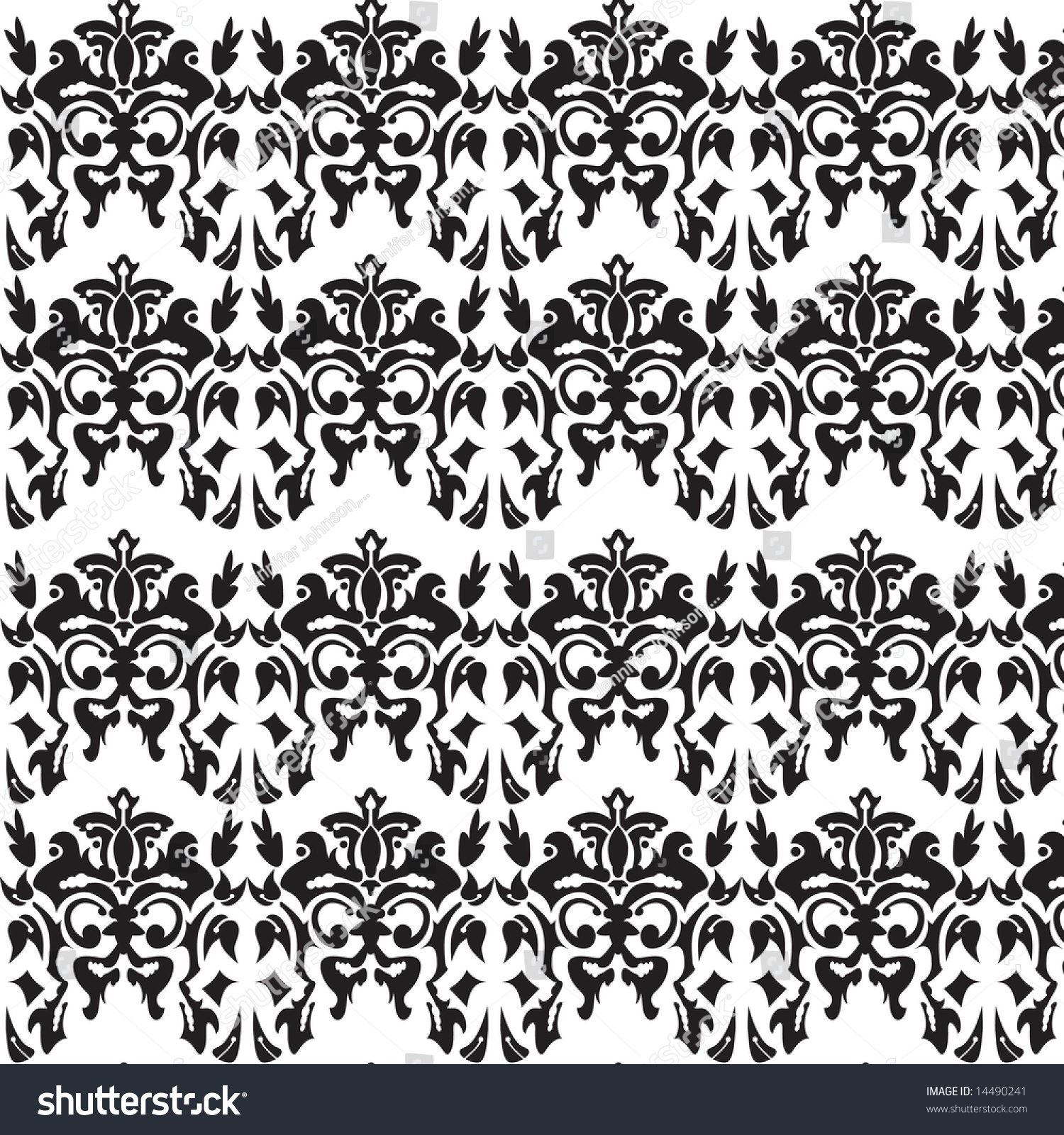 Black And White Damask Wallpaper Pattern In Jpeg/Tiff Format (Image Id