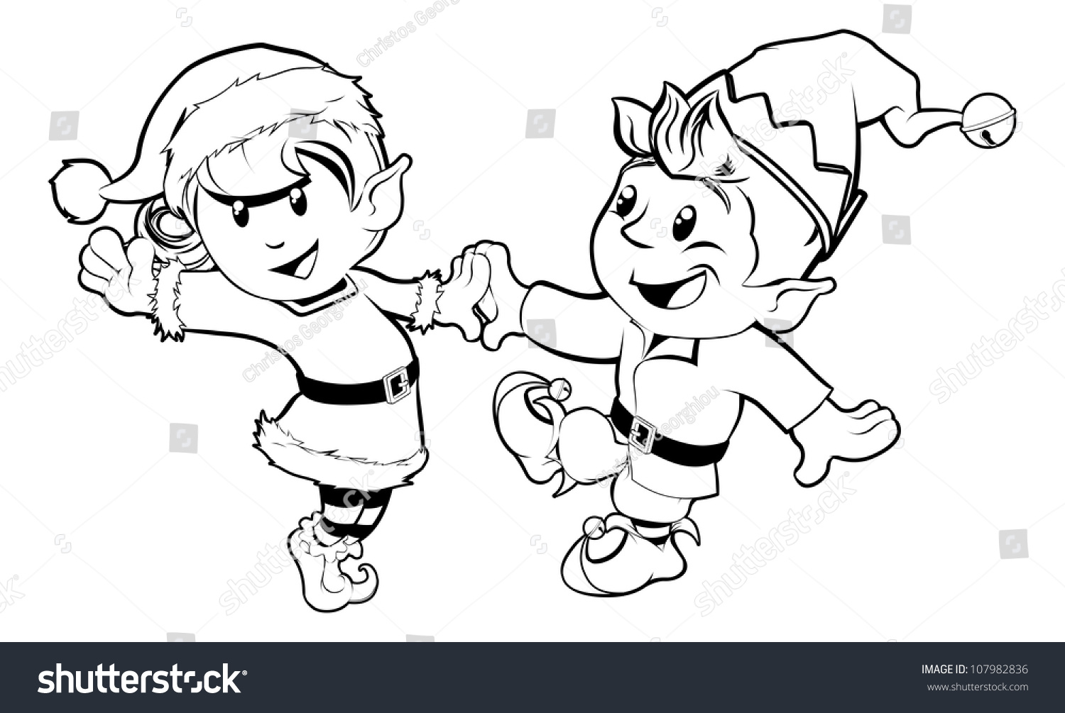 christmas elf clipart black and white - photo #36