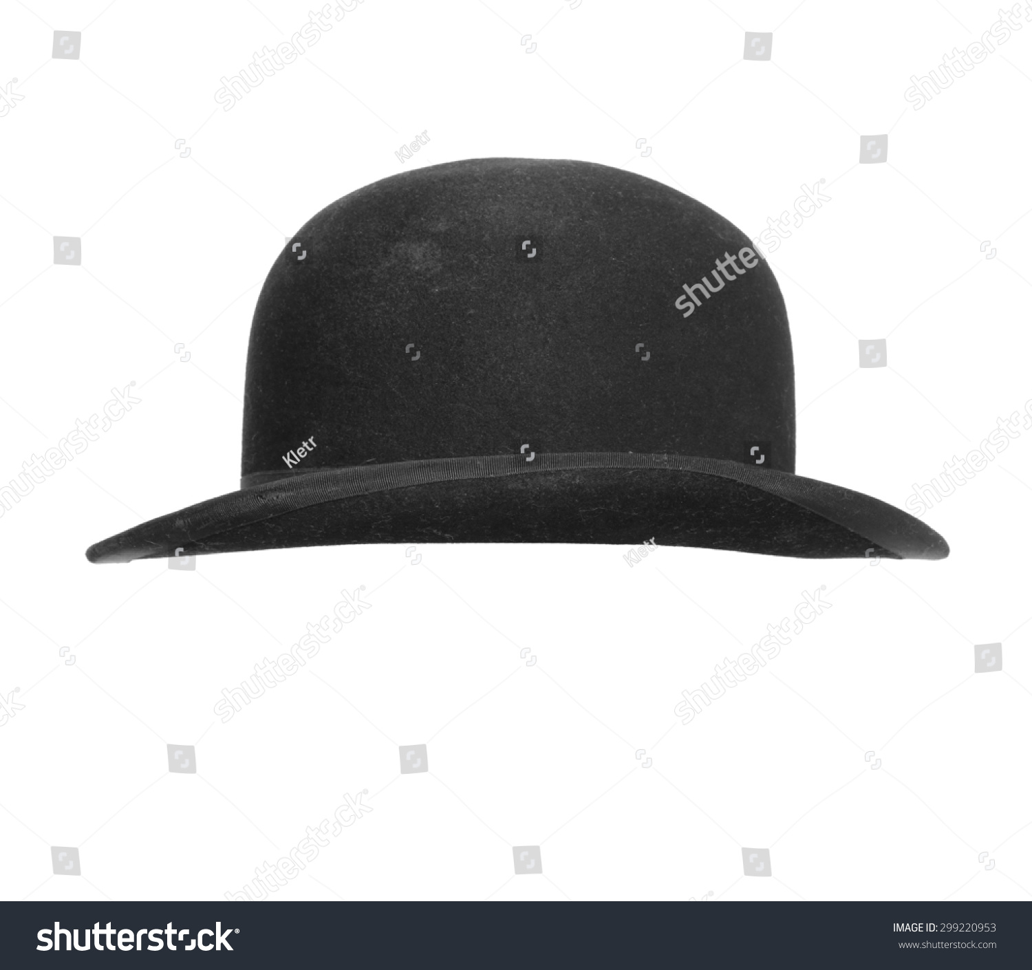 Black Bowler Hat Isolated On White Background. Stock Photo 299220953