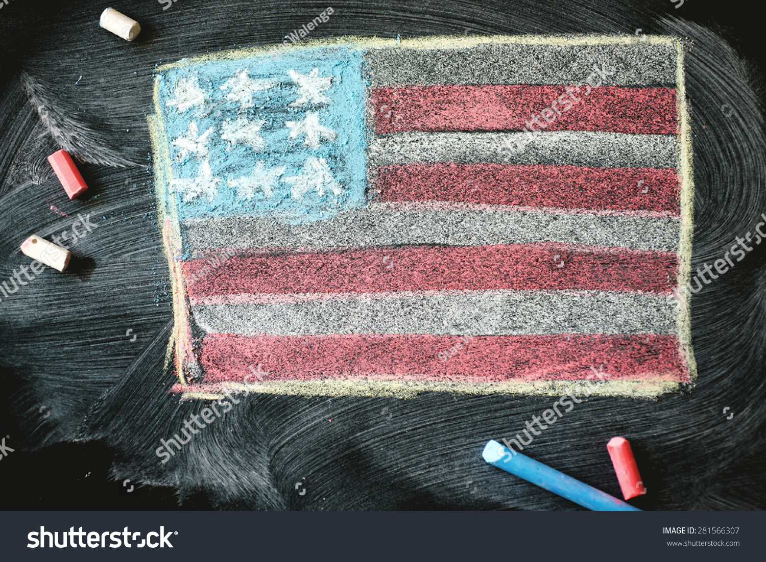 Black Chalkboard Classroom Flag Us Stock Photo 281566307 Shutterstock
