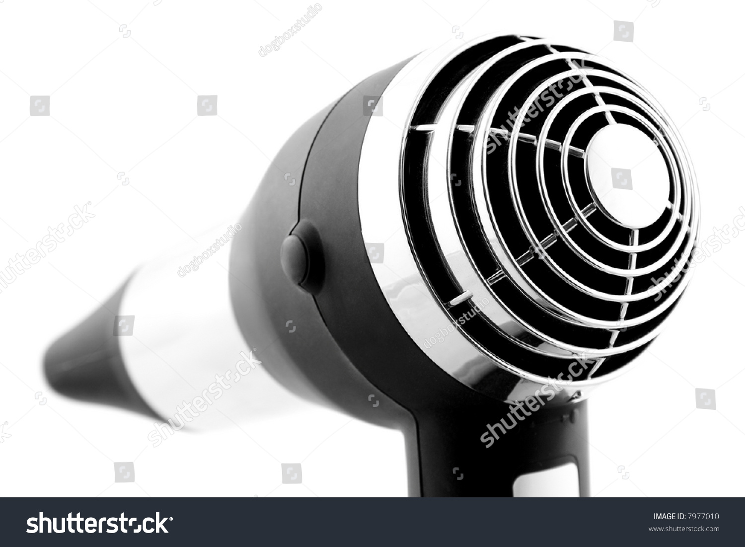 black hairdryer with chrome air filter stock photo black hairdryer with chrome air filter stock photo
