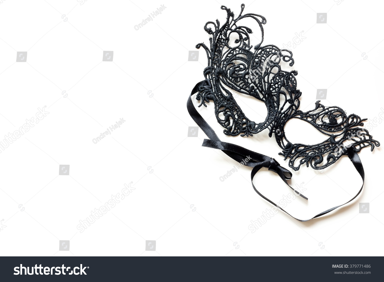 Black Lace Masquerade Mask Isolated On White Background Stock Photo