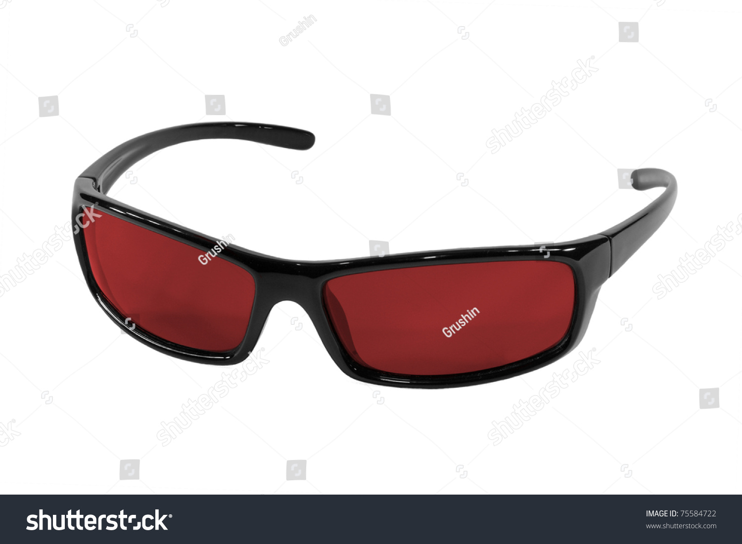 Black Plastic Sunglasses With Red Lenses Stock Photo 75584722