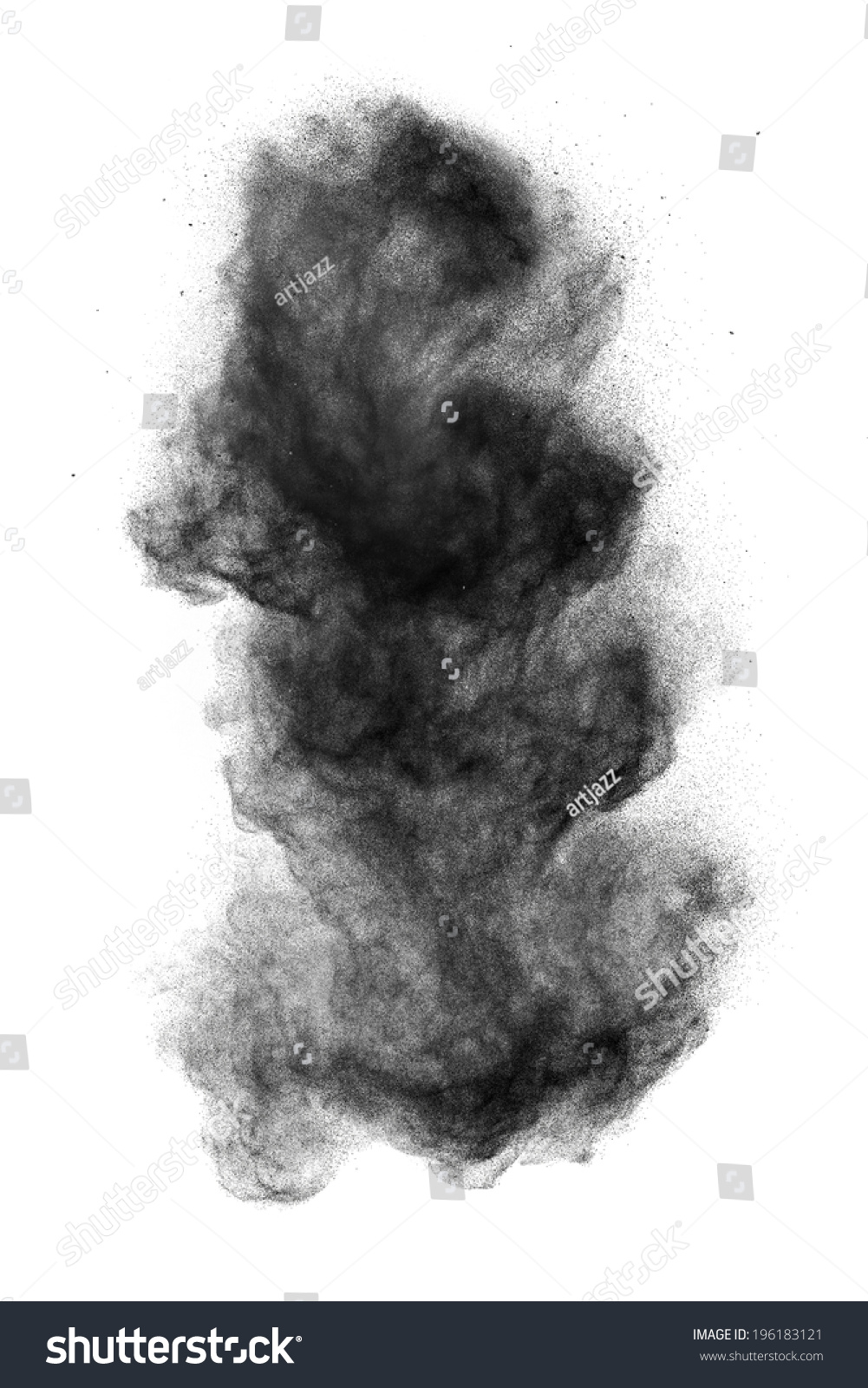 Black Powder Explosion Isolated On White Background Stock Photo