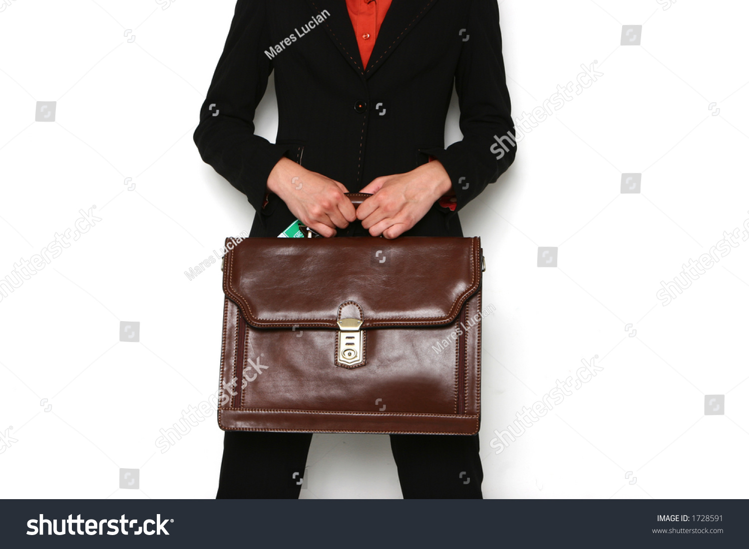 Black Suit Woman With Brown Bag Stock Photo 1728591 : Shutterstock