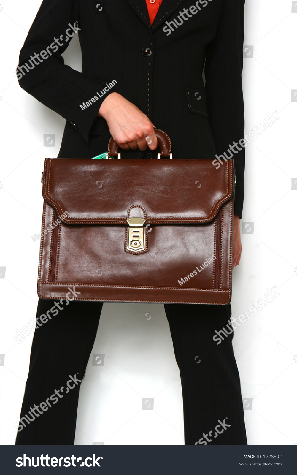Black Suit Woman With Brown Bag Stock Photo 1728592 : Shutterstock