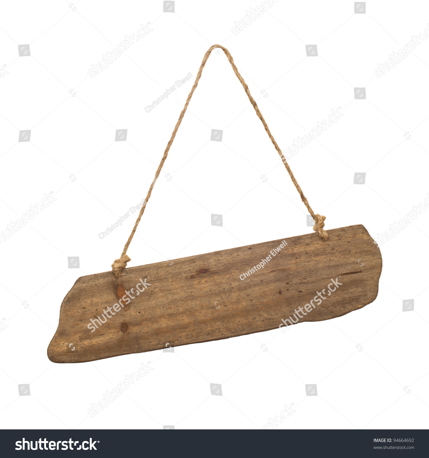 Blank Hanging Wooden Sign On White Background Stock Photo 94664692