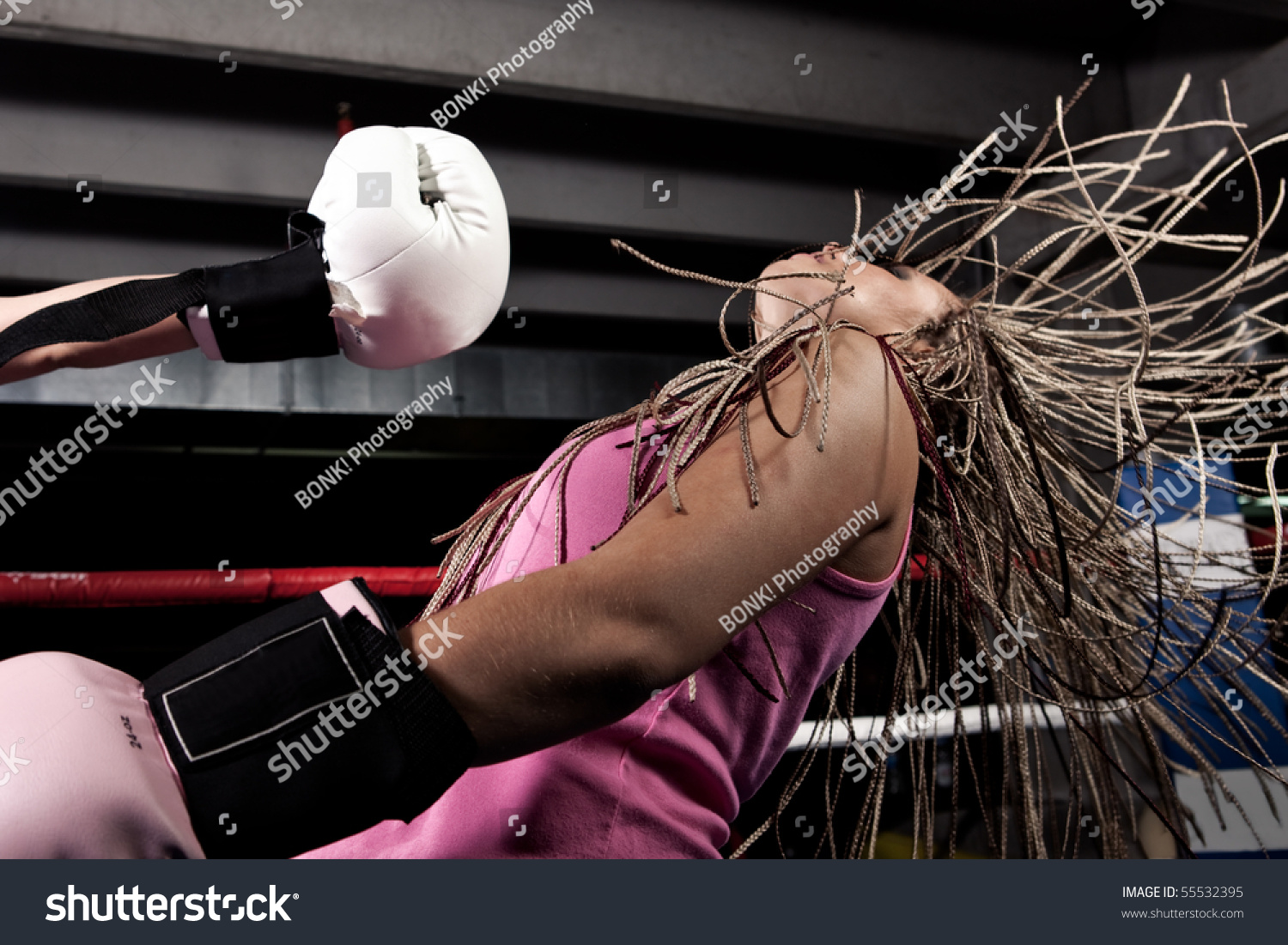 Blonde Girl Getting Knocked Out Boxing Stock Photo 55532395 Shutterstock