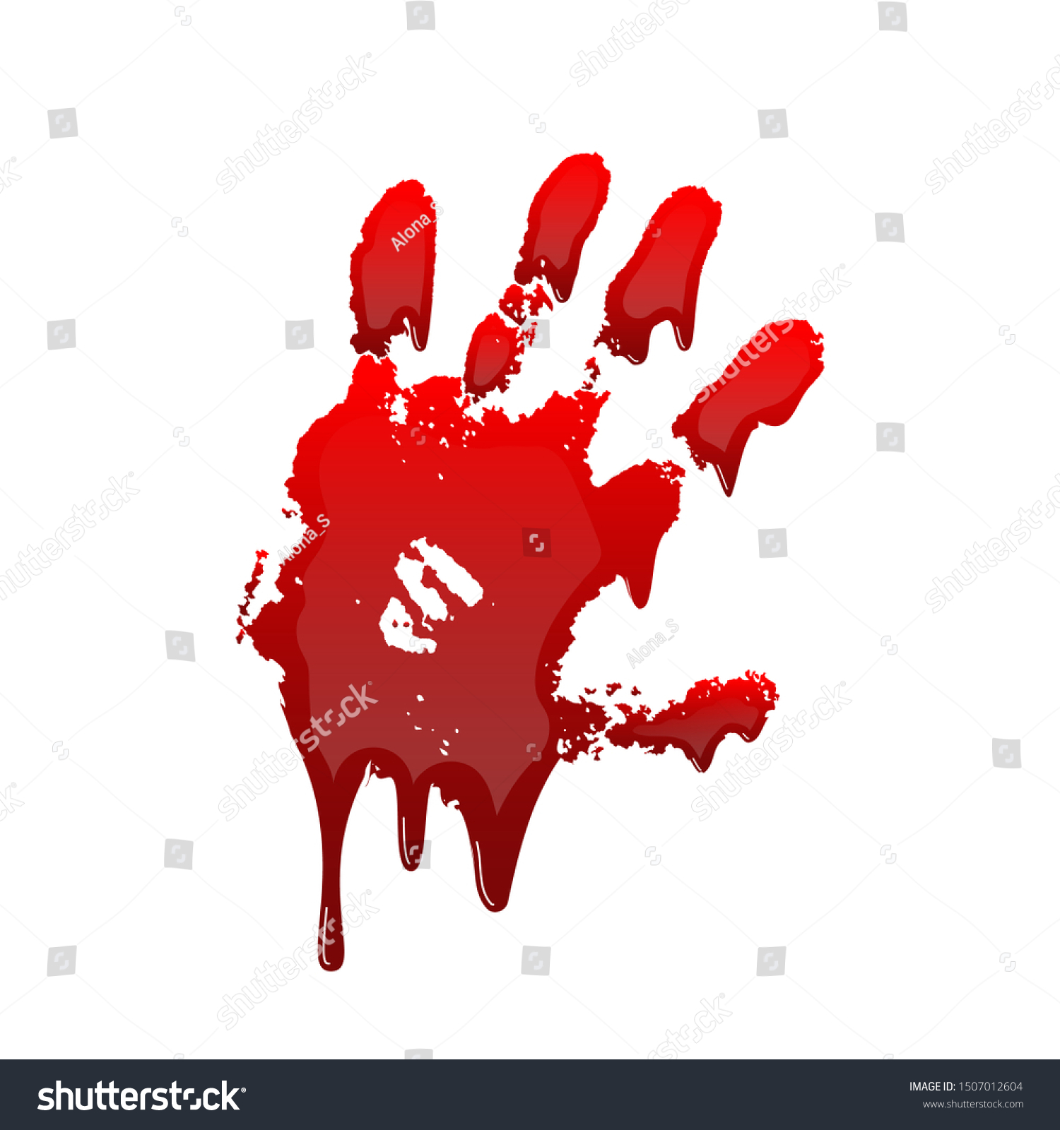 Bloody Hand Print D Isolated White Stock Illustration