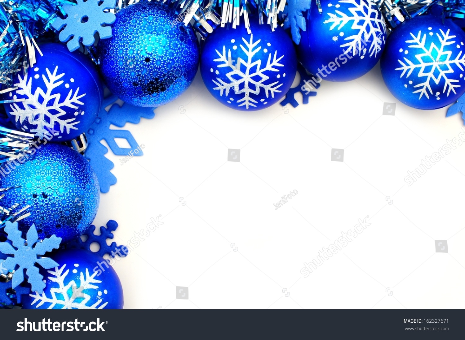 Blue Christmas Snowflakes blue christmas corner border with baubles ...