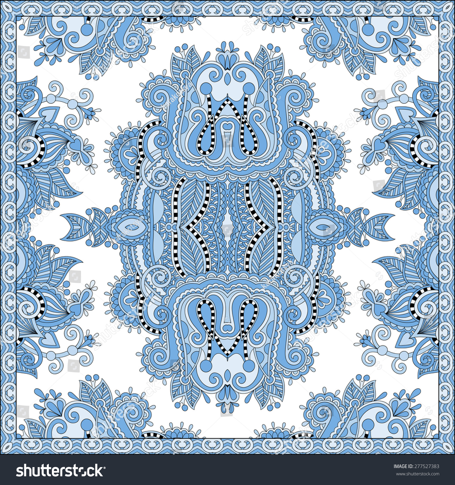 Design Raster Blue Ornament Cover Blue Colour Floral Paisley Bandanna Square Ornament You