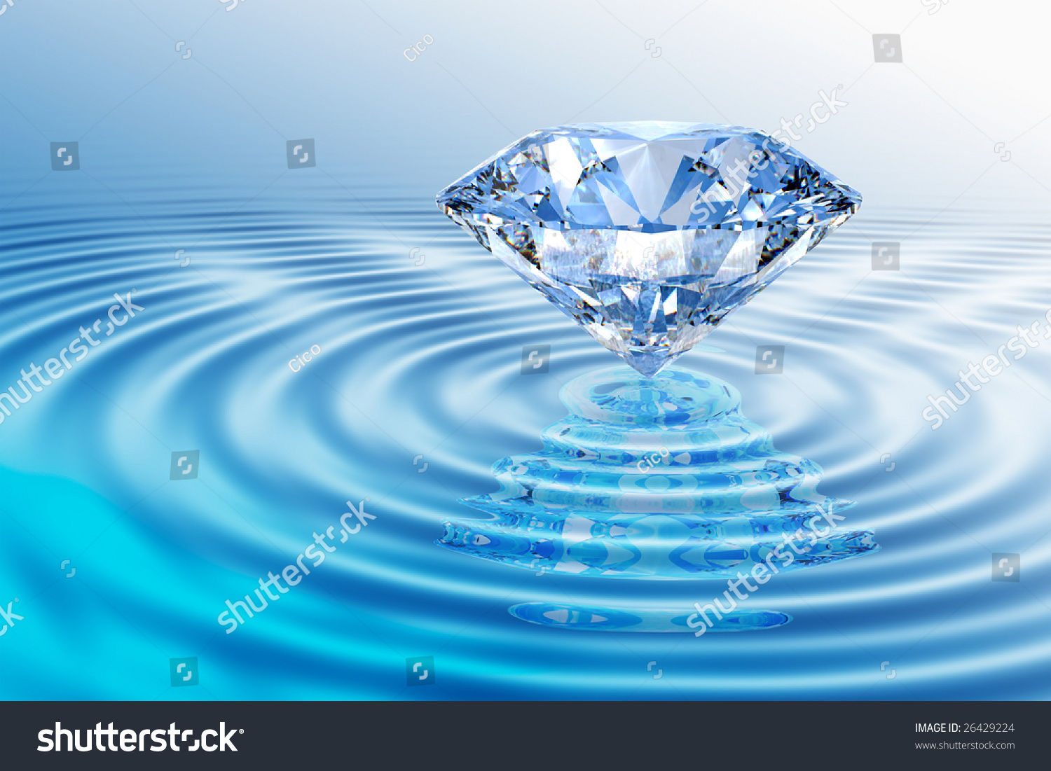 Blue Diamond On Rippled Water With Reflection Stock Photo 26429224