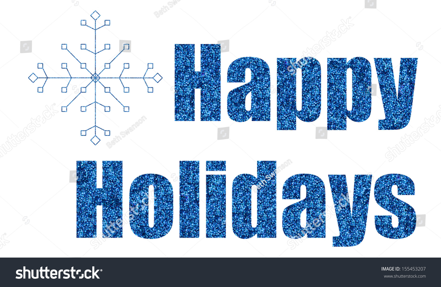 Blue Glitter Happy Holidays With Snowflake Background Stock Photo