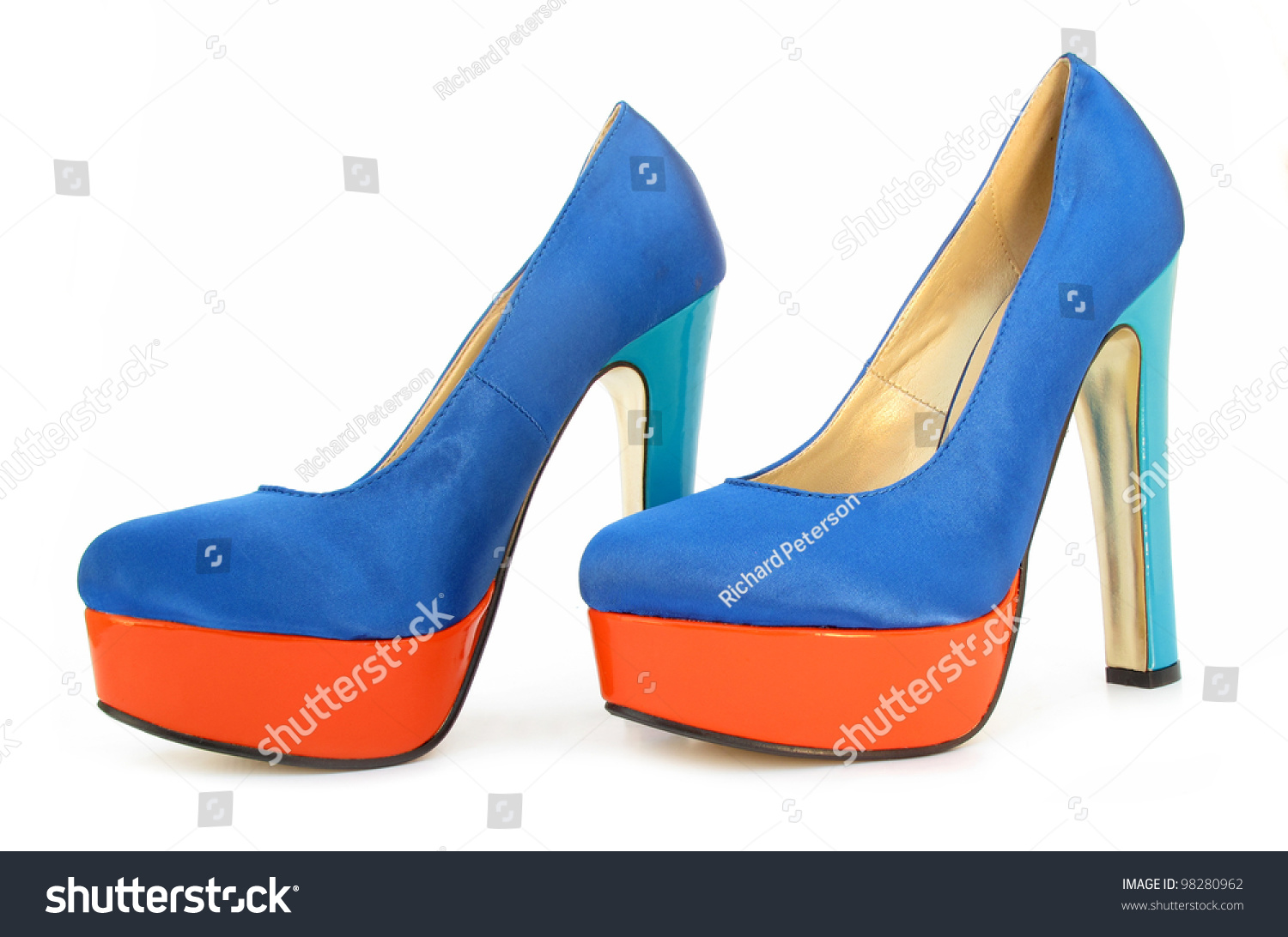 Blue Orange High Heels Pump Shoes Stock Photo 98280962 : Shutterstock