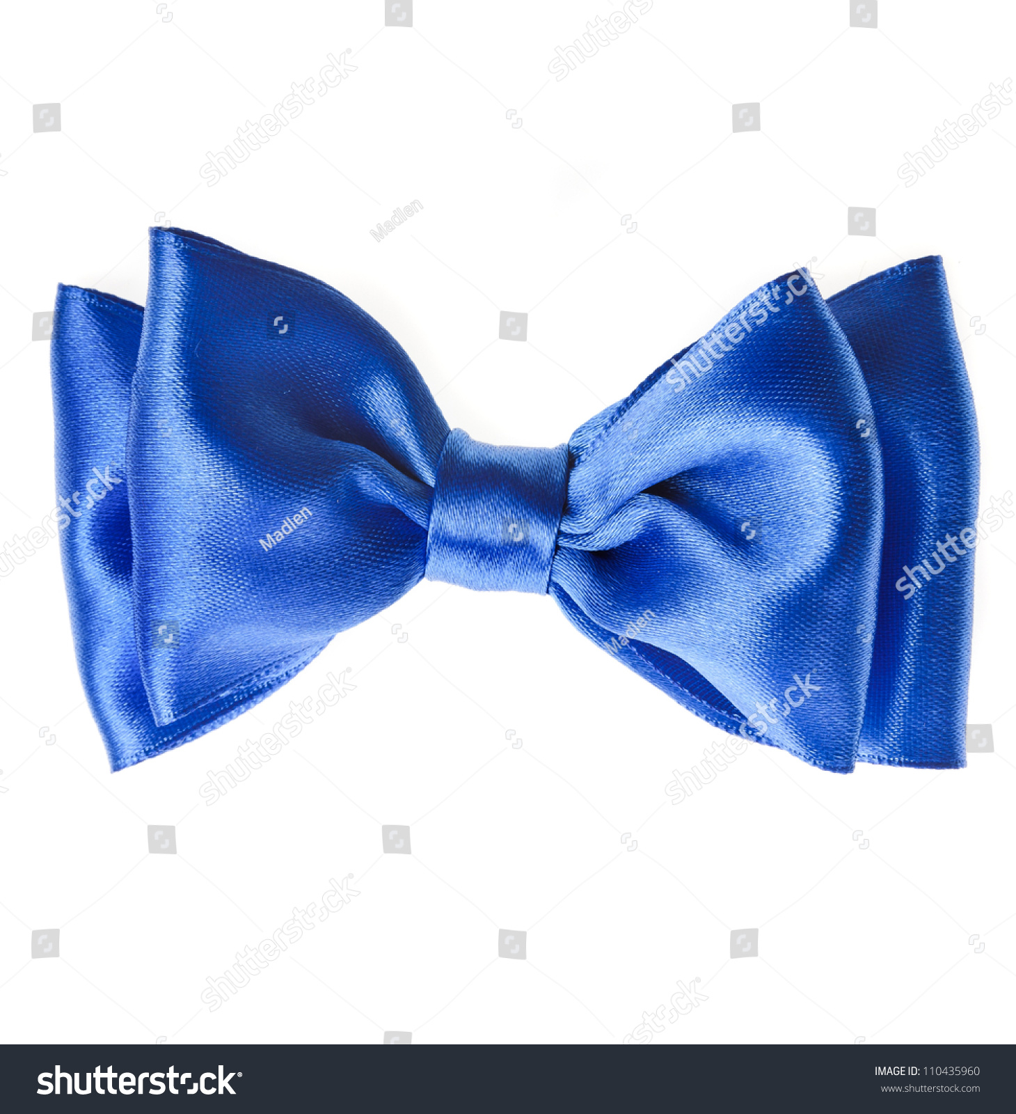 Blue Ribbon Bow Tie Isolated On White Background Stock Photo 110435960