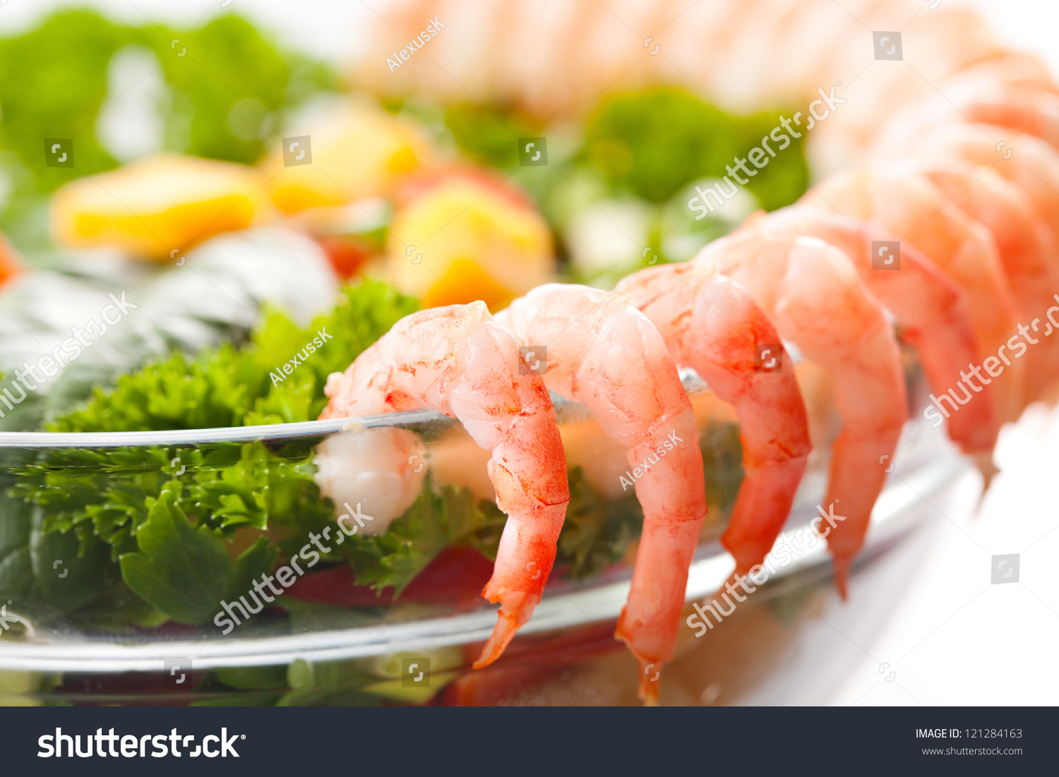 Boiled shrimp salad with cheese and vegetables Boiled shrimp salad with cheese and vegetables
