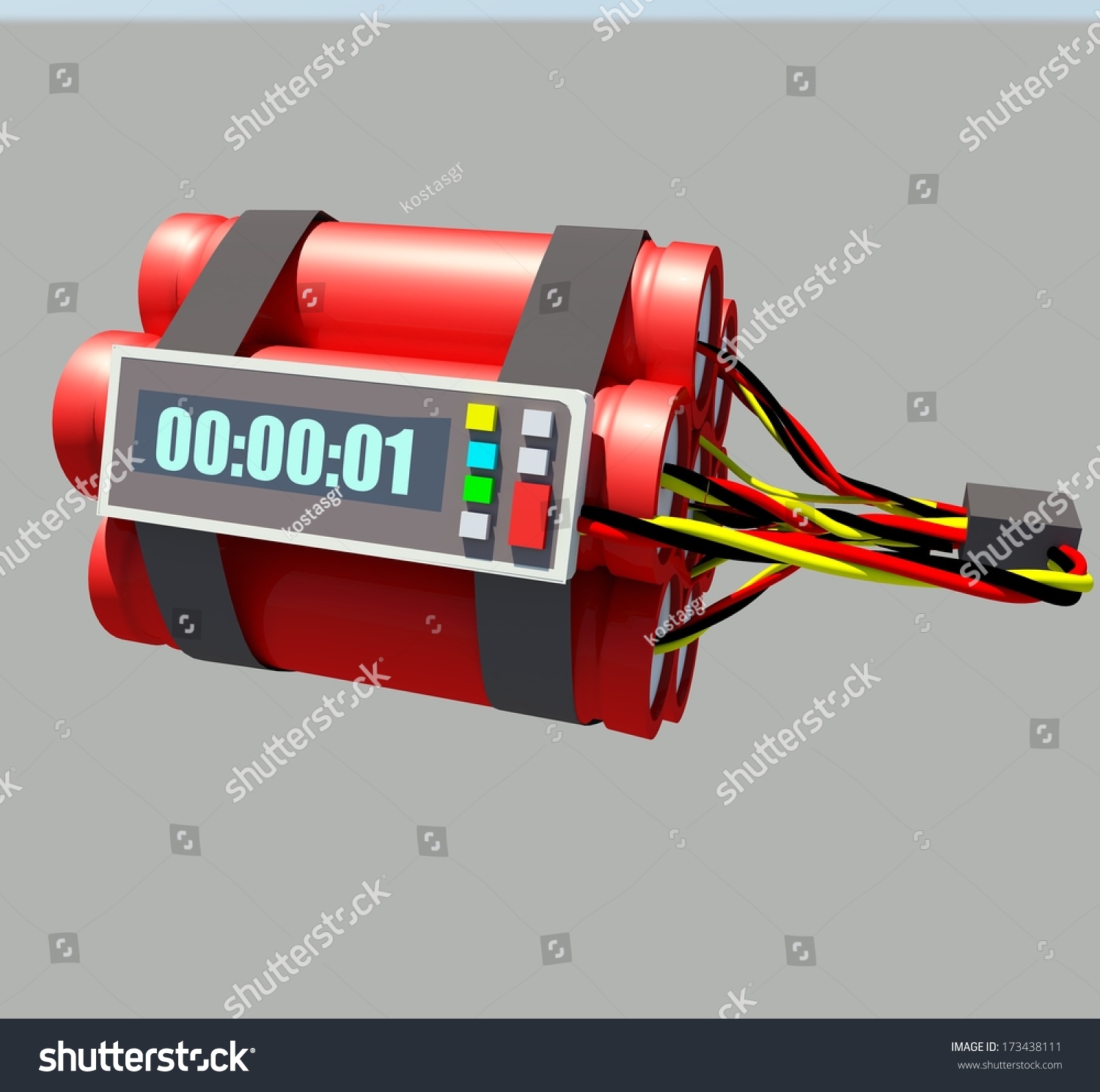 Bomb Timer One Second Red Stock Photo 173438111