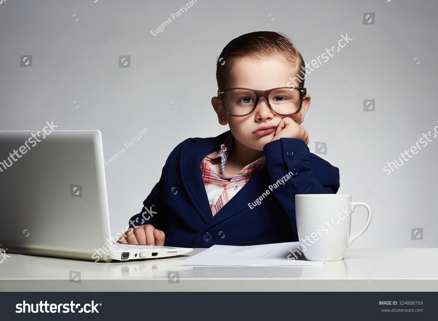 Boring Jobyoung Business Boy Funny Child Stock Photo 324808769 