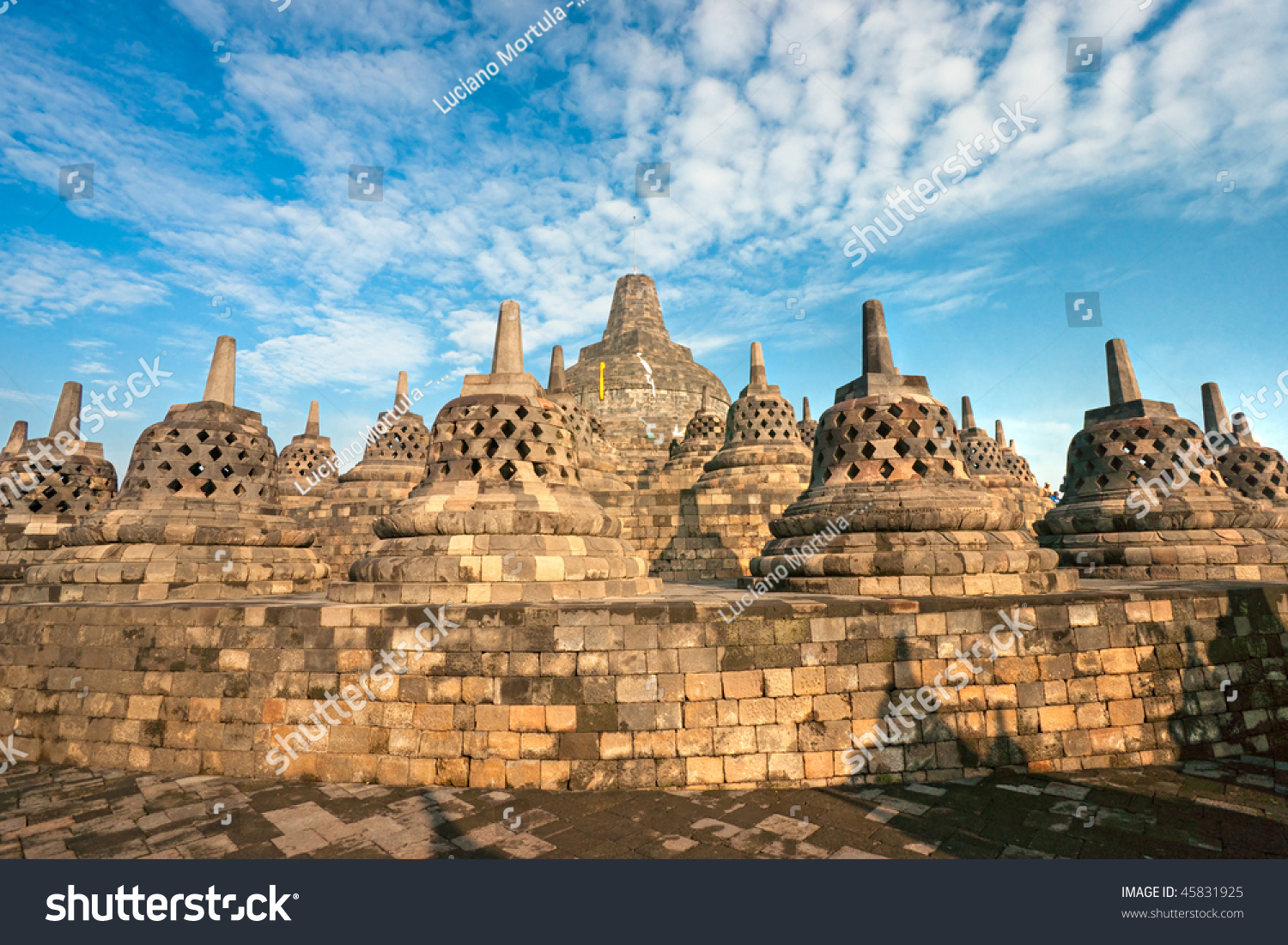 Borobudur Temple At Sunset. Yogyakarta, Java, Indonesia. Stock Photo