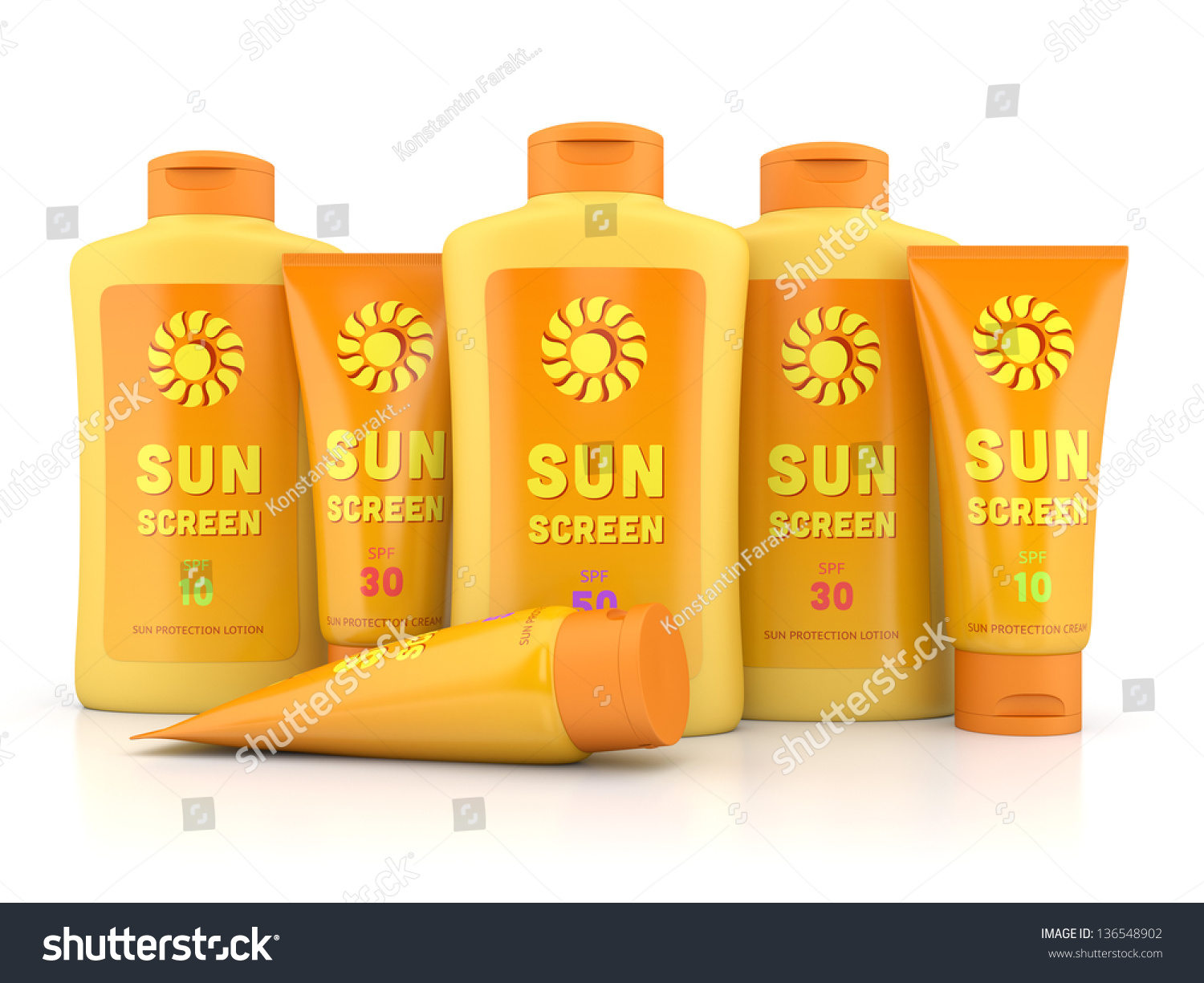 Bottle And Tube Containers Of Sun Cream And Lotion Isolated On White 