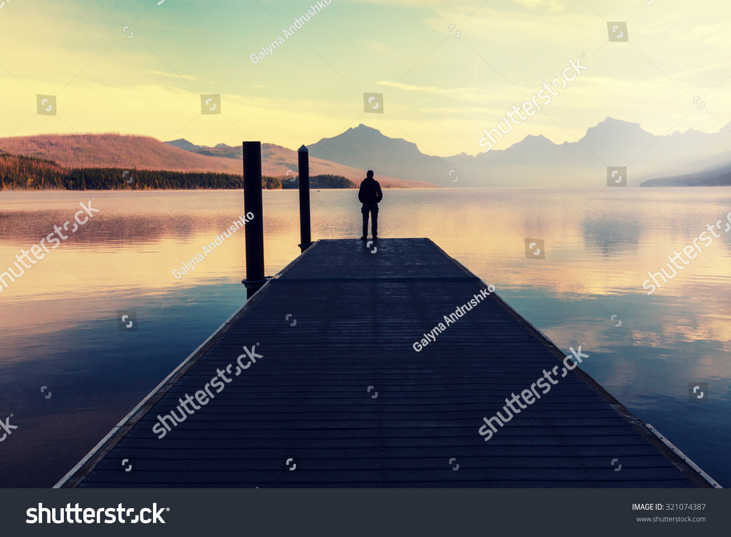 Bowman lake in Glacier National Park Montana USA Bowman lake in Glacier National Park Montana USA