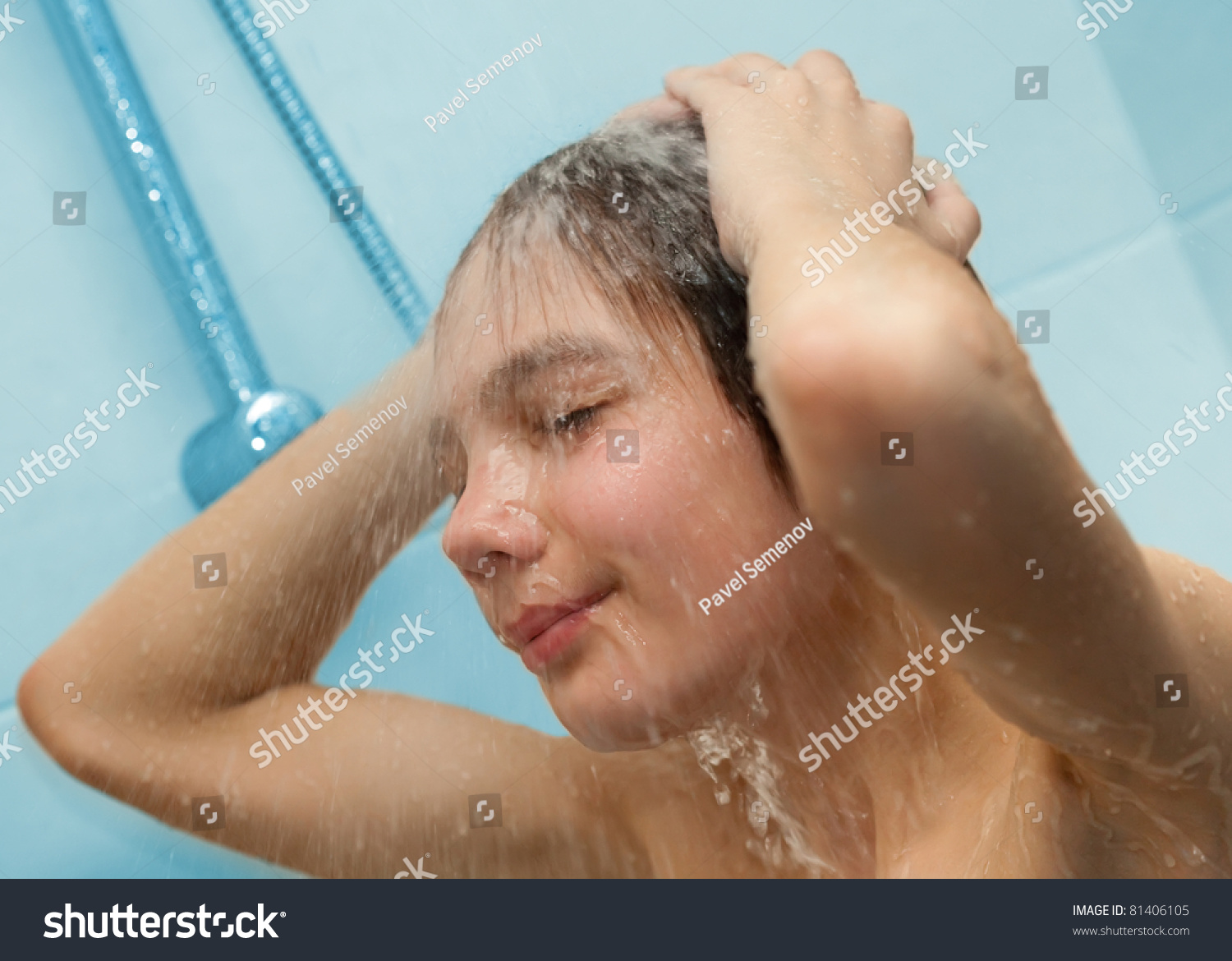 Boy Bathing Under A Shower Stock Photo 81406105 Shutt