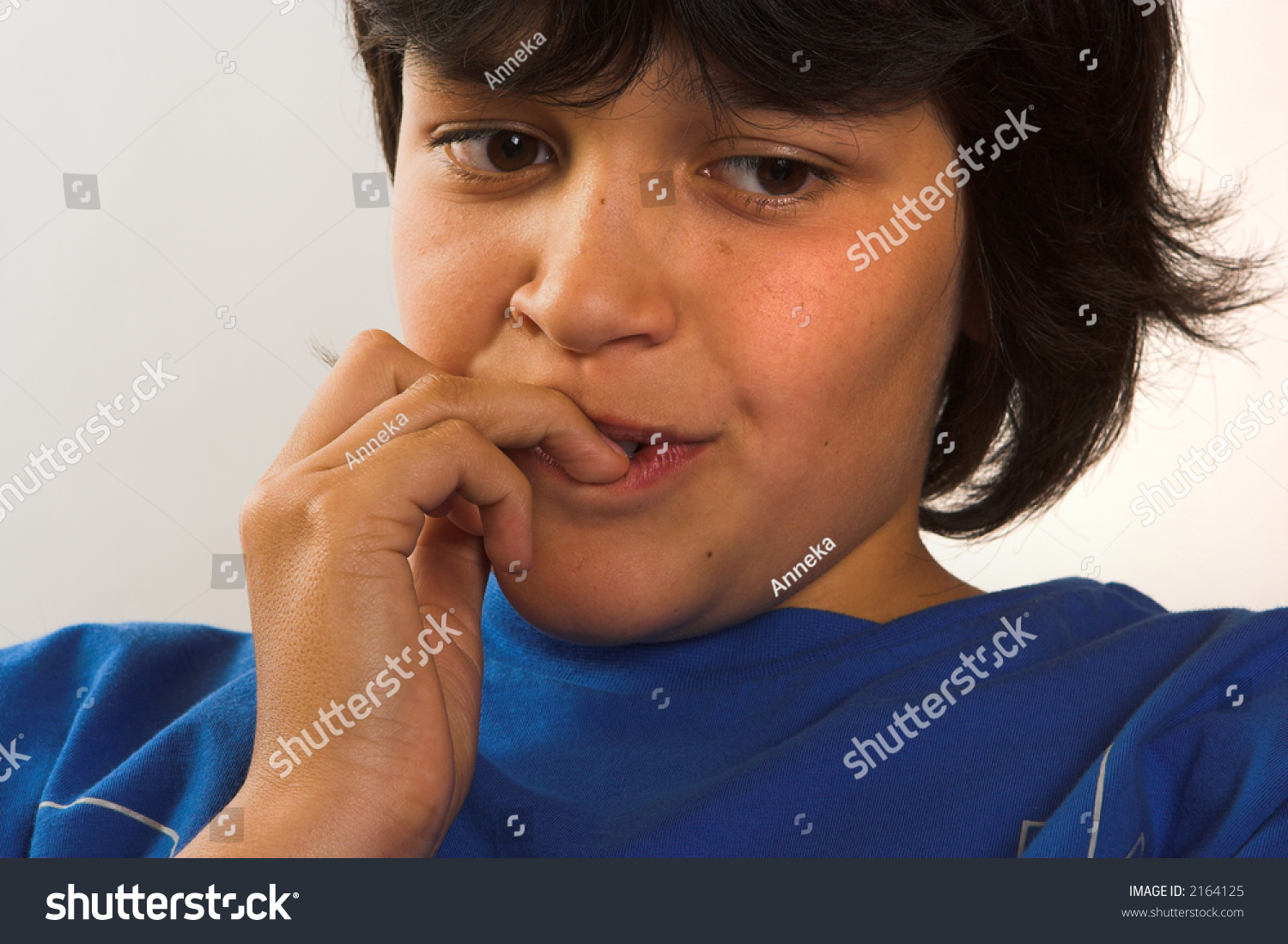 Boy Biting His Finger Nails, Dreaming Stock Photo 2164125 ...