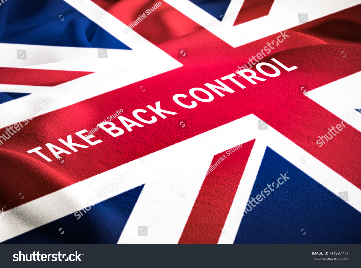 Brexit, Uk Leave From Eu Concept. The Flag Of Uk With Word Take Back ...