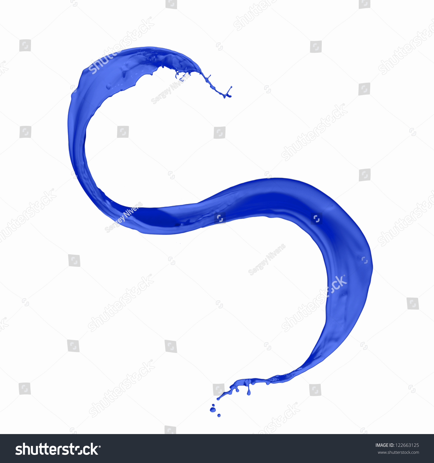 Bright Blue Colour Paint Splash On White Background Stock Photo