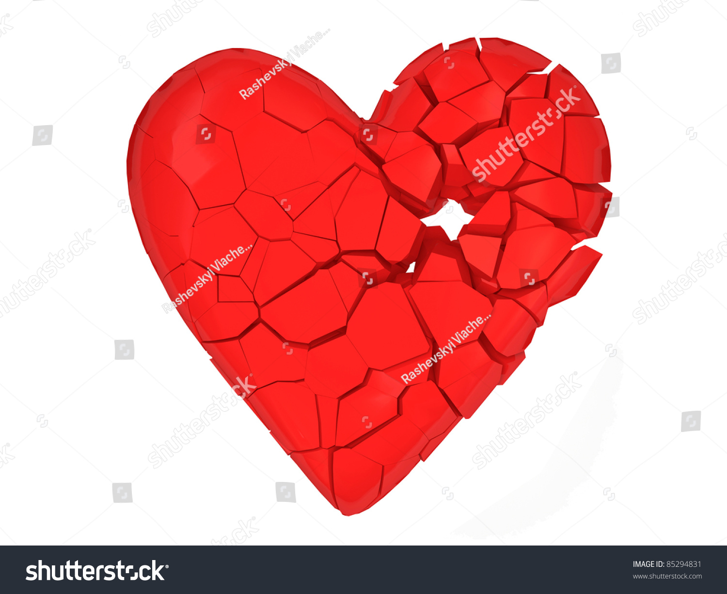 Broken Heart On White Background Stock Photo 85294831 : Shutterstock