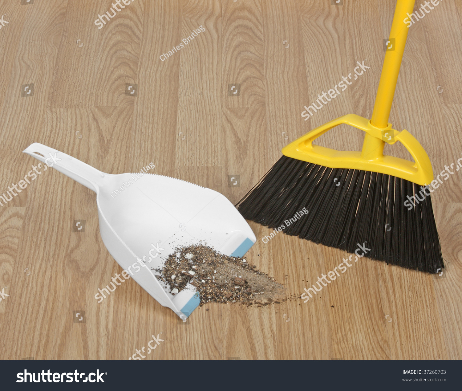 Broom Sweeping Dirt Into Dust Pan Stock Photo 37260703 Shutterstock