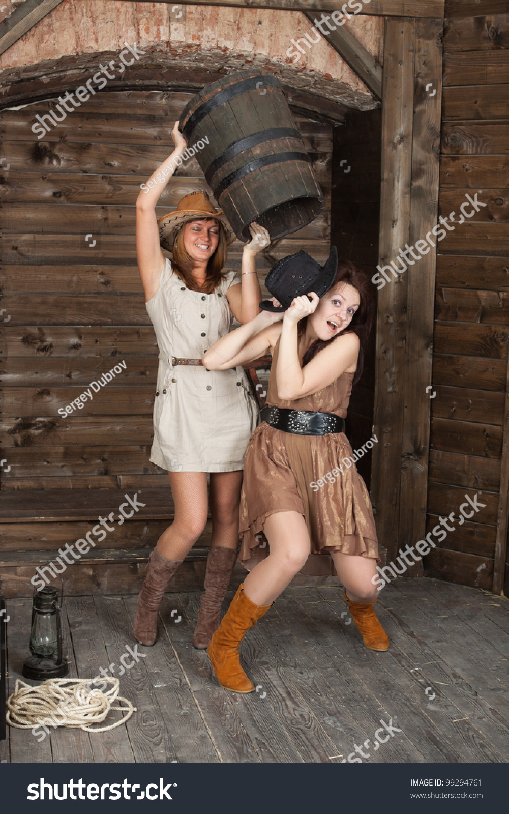 Brunette And Blonde Cowgirl