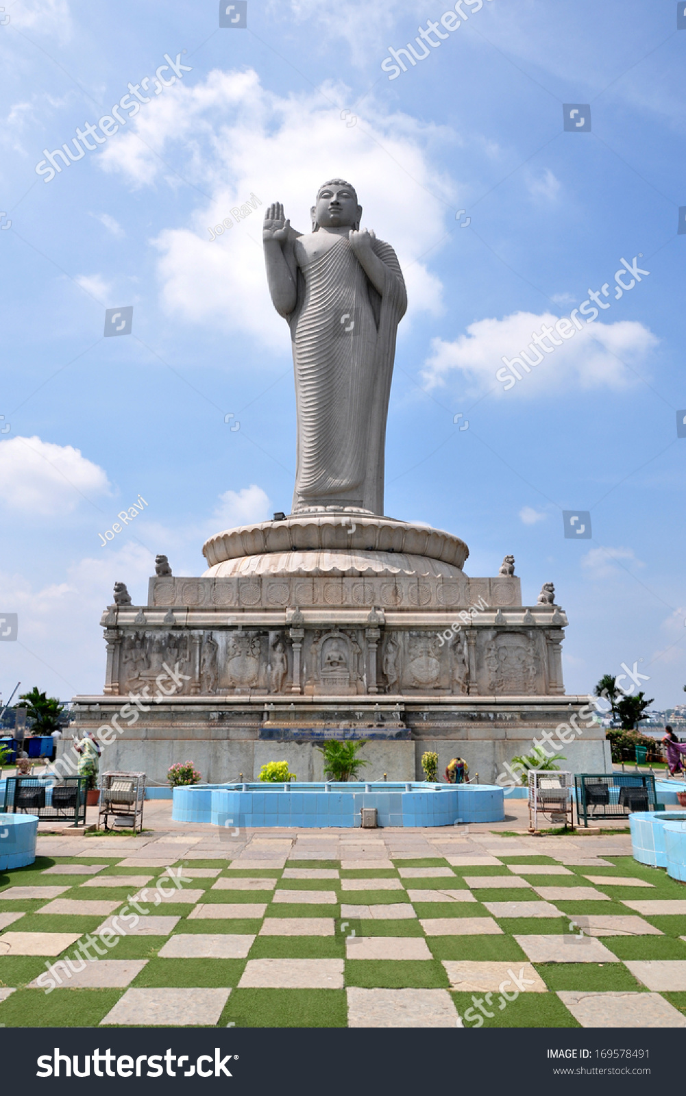 Buddha Statue In Hussain Sagar In Hyderabad India Stock Photo