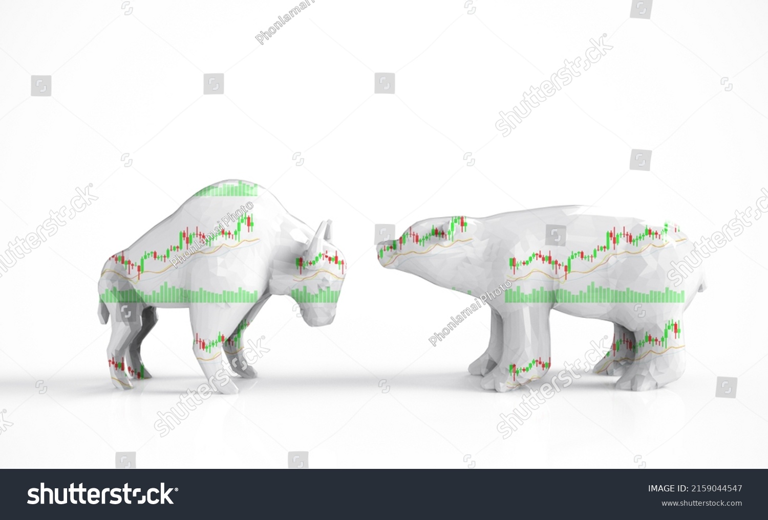 Bull Bear Economy Concept D Rendering Stock Illustration