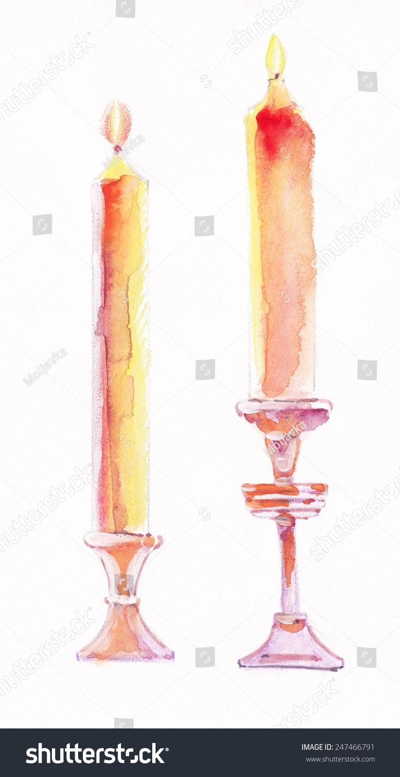 Burning Candles Watercolor Stock Illustration 247466791 Shutterstock