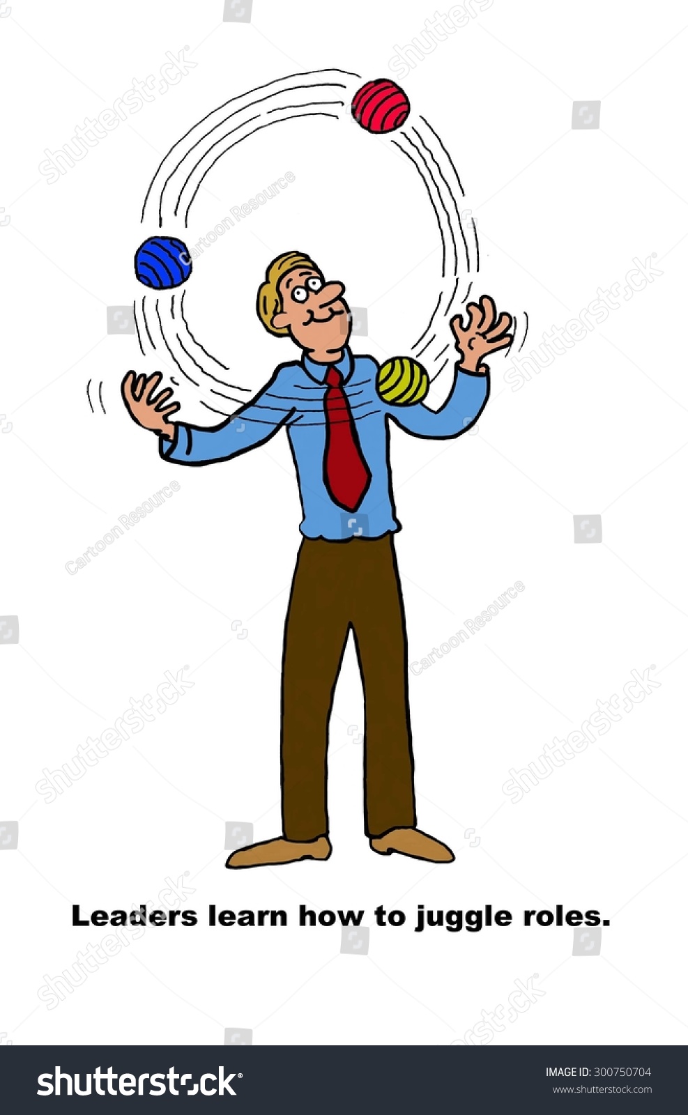 Business Cartoon Showing Businessman Character Juggling, 'Leaders Learn ...